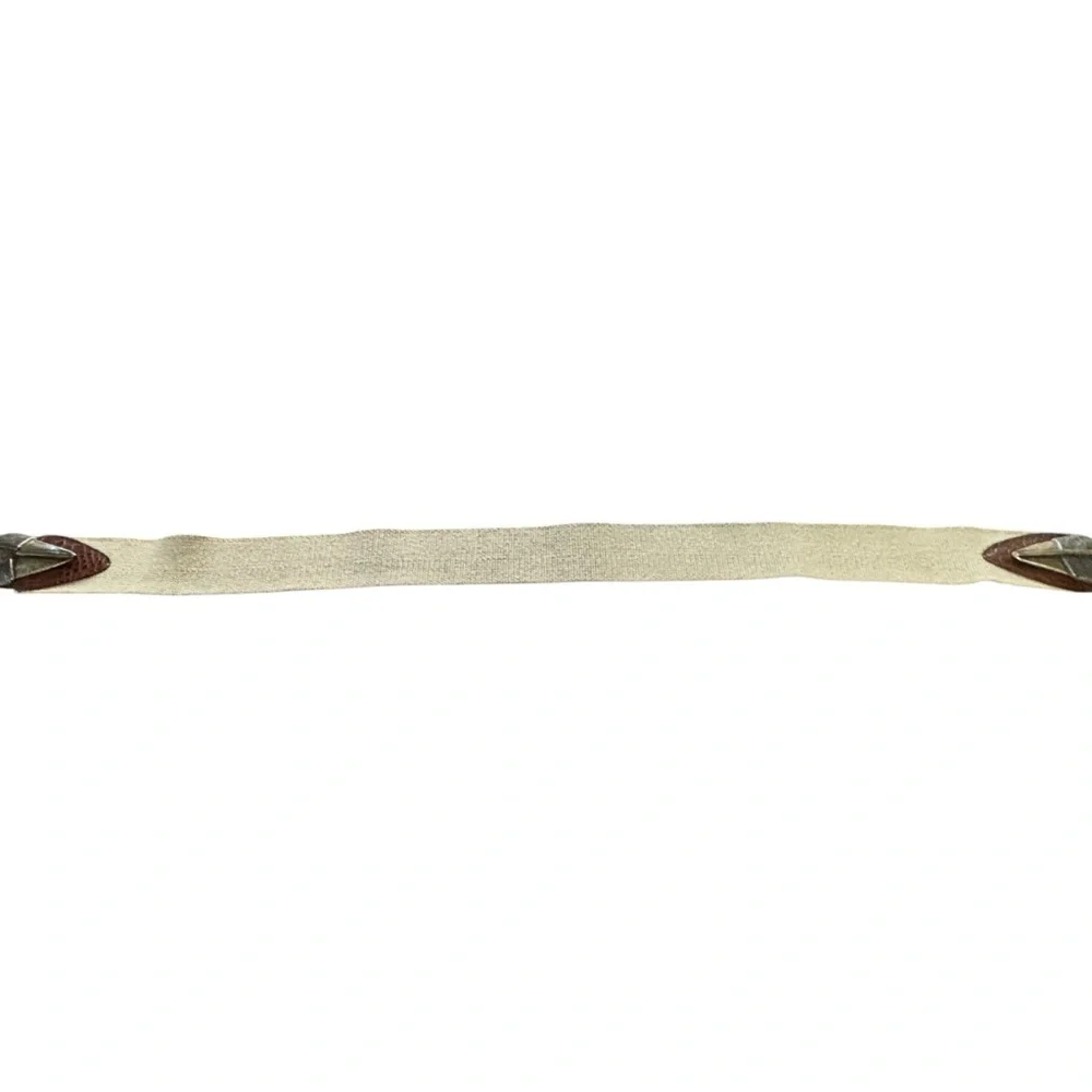 Vintage Omega Size Large Brass Spearhead Arrow Buckle w Stretchy Tan Belt